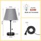 Set of 2 Modern Bedside Table Lamps – Dual USB Charging Ports & AC Outlet, Sleek Fabric Shade & Metal Base – Nightstand Lamps for Bedroom, Office, or Dorm